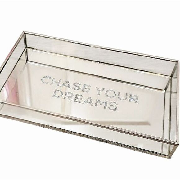 American Atelier "Chase Your Dreams" Mirrored Decorative Vanity Tray - Picture 1 of 10